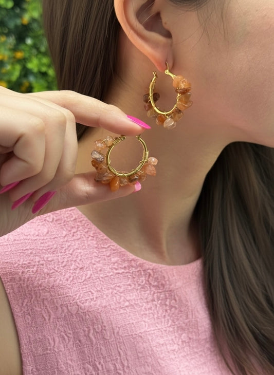 Flame Twist – Carnelian Hoop Earrings