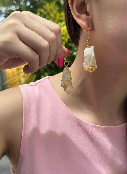 Golden Ray – Citrine Drop Earrings