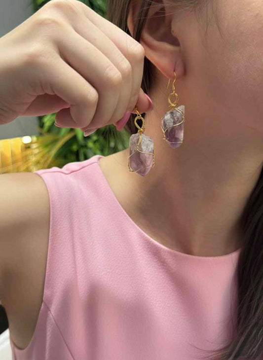 Mystic Muse – Amethyst Wire-Wrapped Earrings