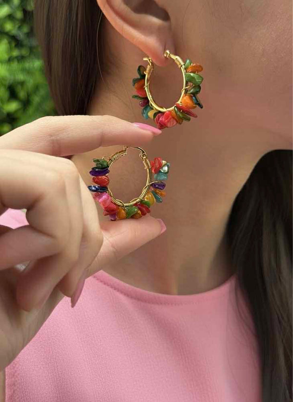 7 Chakra Hoop Earrings - Chakra Bloom Hoops