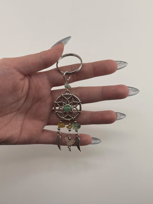 Jade Citrine Stone Keyring – Crystal Chain Green Jade Citrine Keychain for Prosperity & Positive Energy