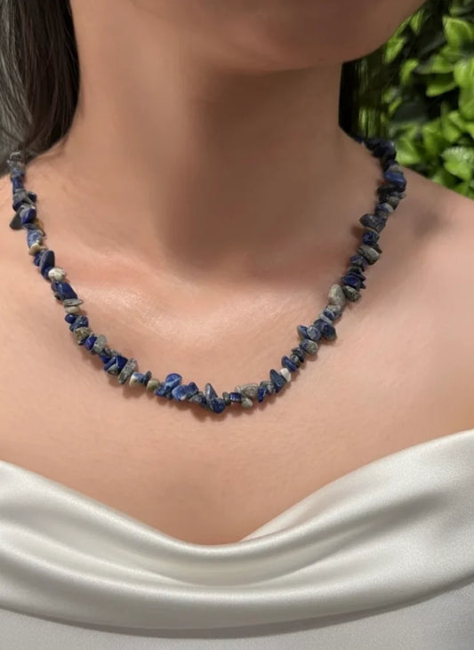Lapis Lazuli Chip Necklace – Wisdom, Clarity & Royal Elegance