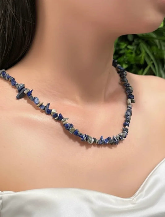 Lapis Lazuli Chip Necklace – Wisdom, Clarity & Royal Elegance