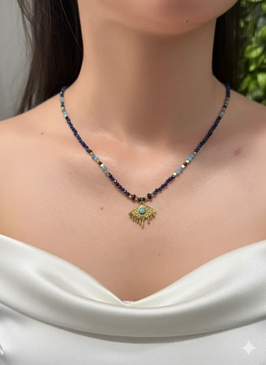 Lapis Lazuli & Turquoise Bead Necklace – Wisdom, Protection & Peaceful Flow