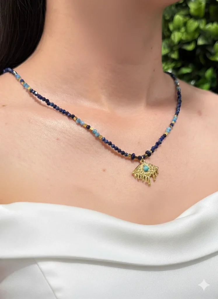 Lapis Lazuli & Turquoise Bead Necklace – Wisdom, Protection & Peaceful Flow