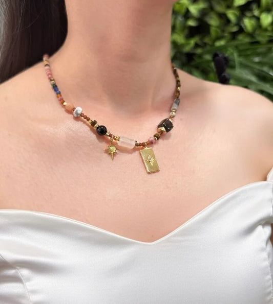 Mixed Crystal Necklace – Healing Vibes & Radiant Spark