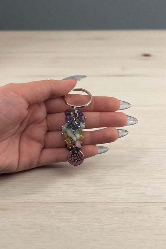 Mixed Quartz Crystal Keychain – Raw Stone Keychain for Healing & Positive Energy
