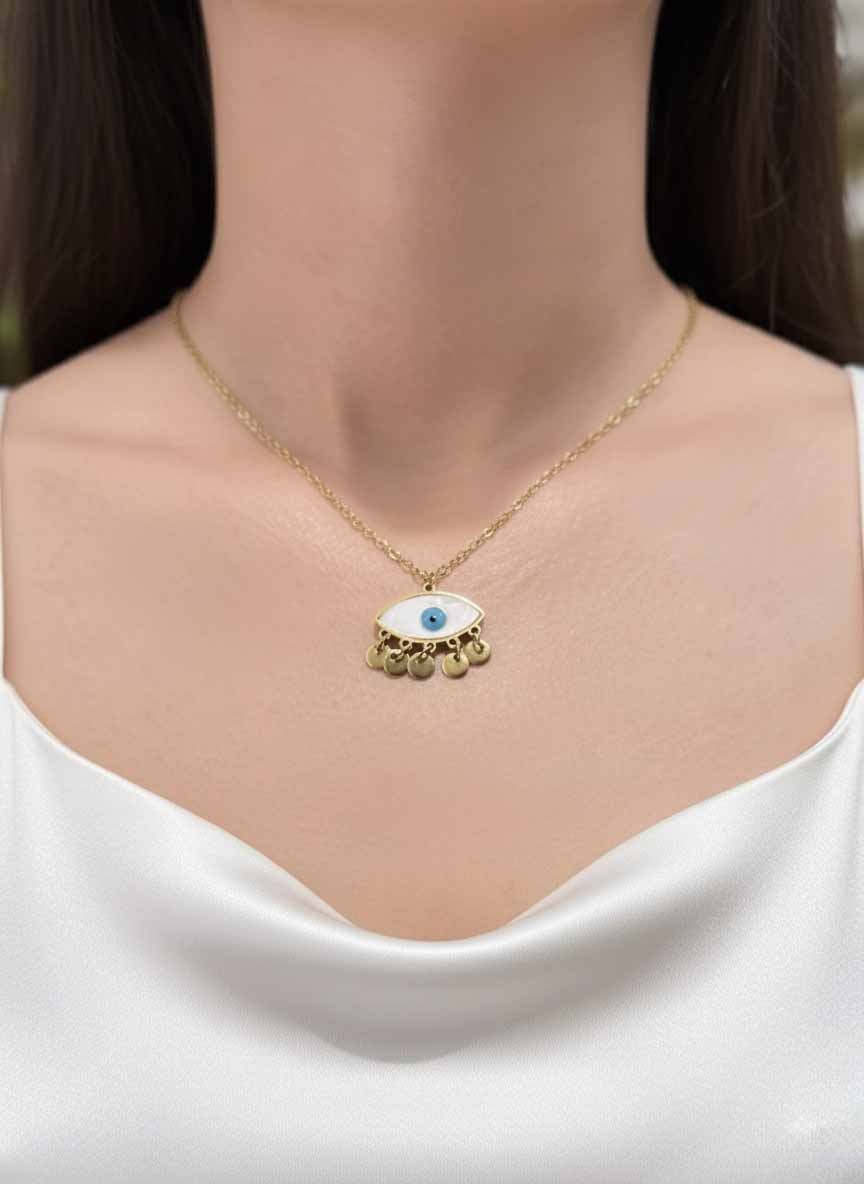 Opal Evil Eye Necklace – stunning opal evil eye shape pendant for protection and style.