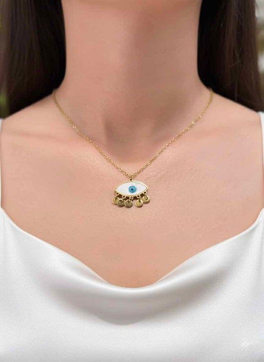 Opal Evil Eye Necklace – stunning opal evil eye shape pendant for protection and style.