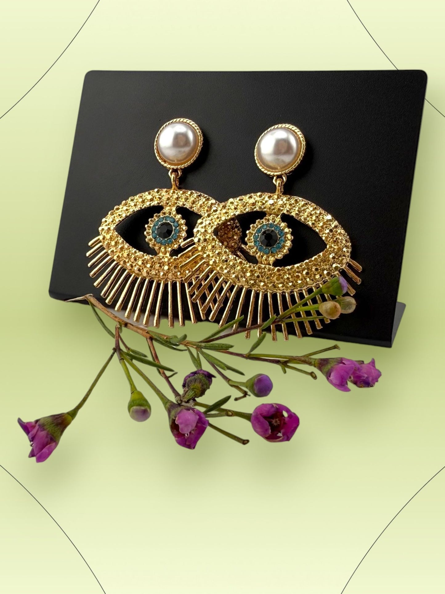 Golden Evil Eye Pearl Earrings - Eye of Divine