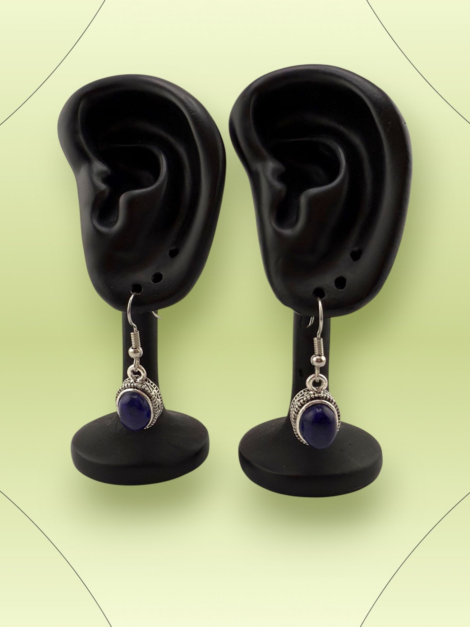 Lapis Lazuli Oval Drop Earrings - Midnight Muse