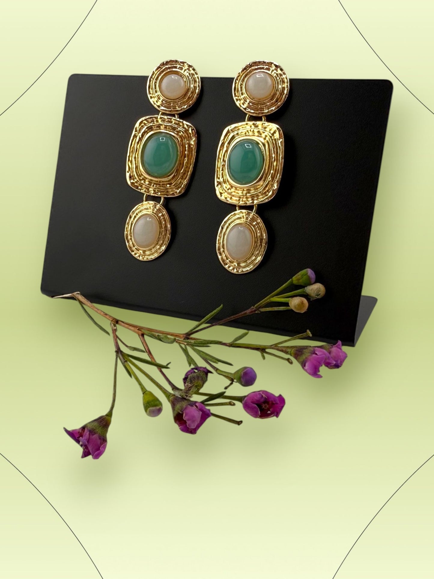 Green Aventurine & Moonstone Drop Earrings - Goddess Prism