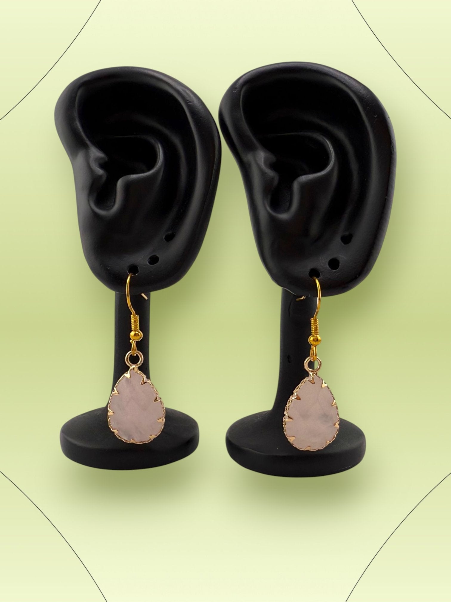 Rose Quartz Teardrop Earrings - Blush Teardrop