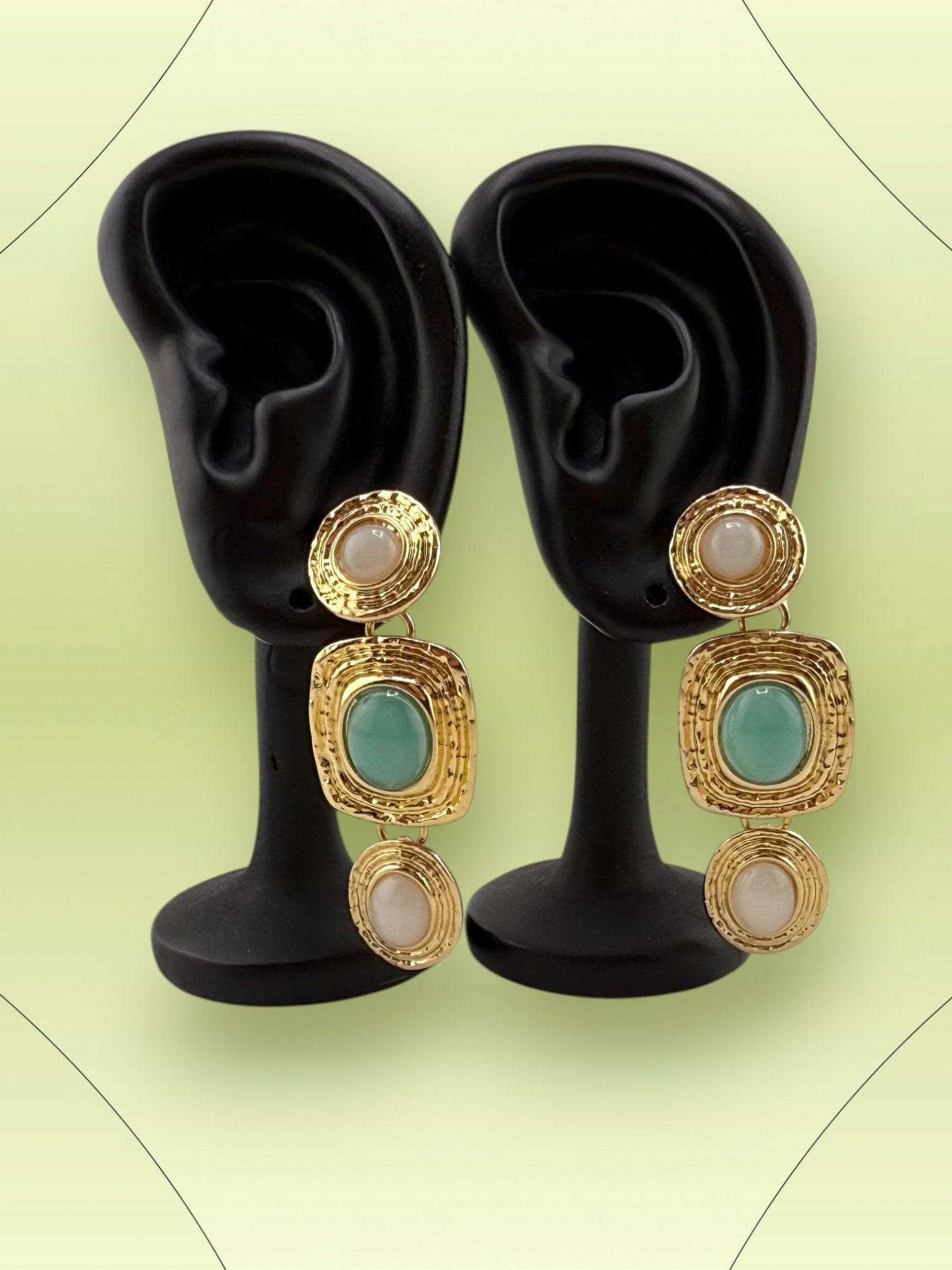 Green Aventurine & Moonstone Drop Earrings - Goddess Prism