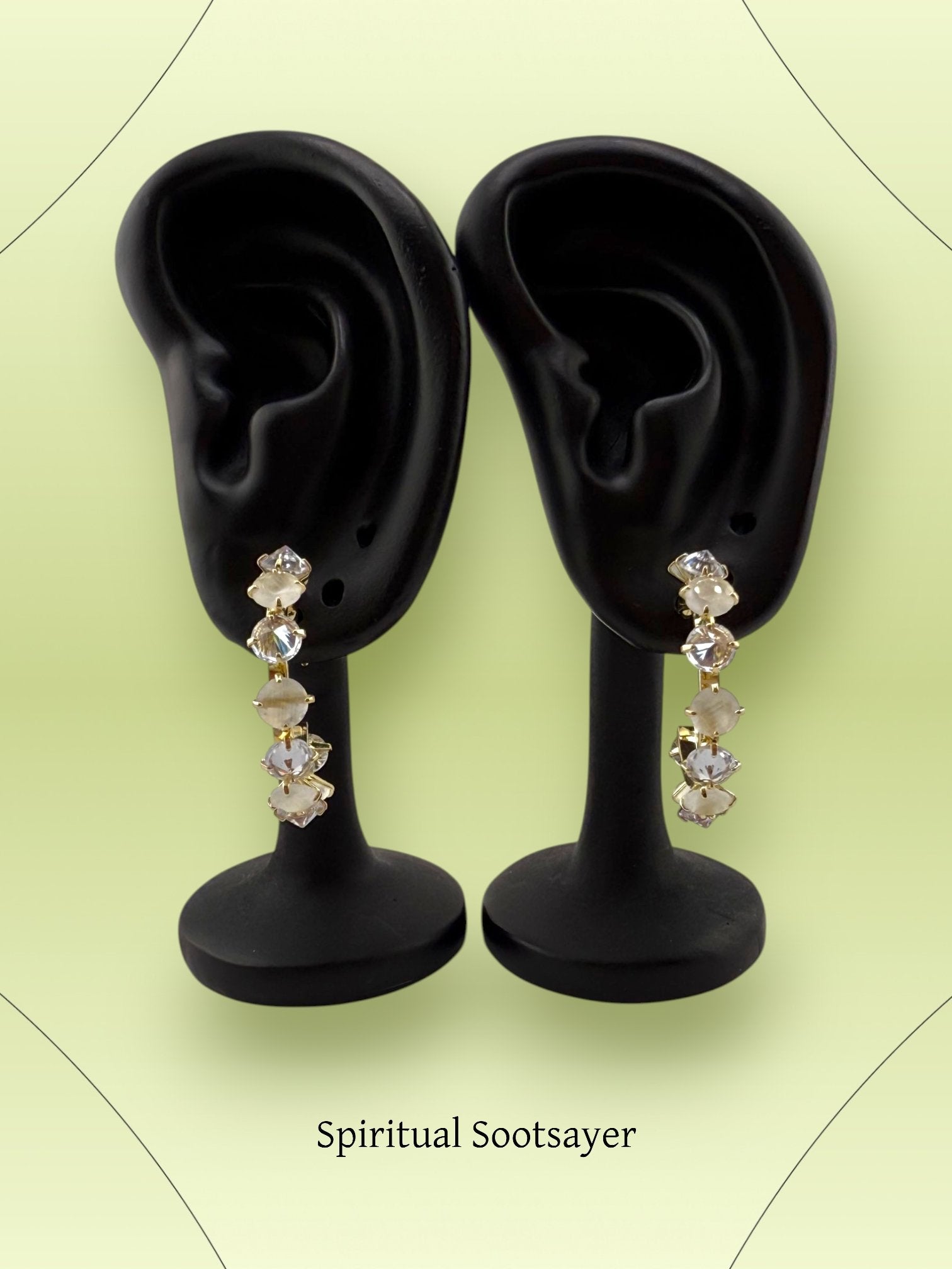Moonstone & Crystal Quartz Earrings – Feminine Grace & Pure Clarity