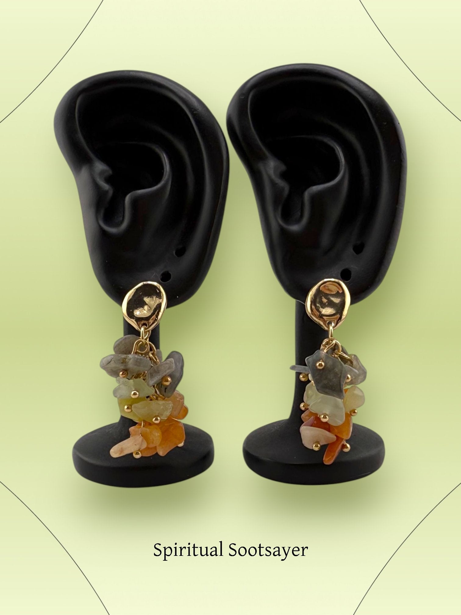 Harvest Drop - Mixed Aventurine Cluster Earrings