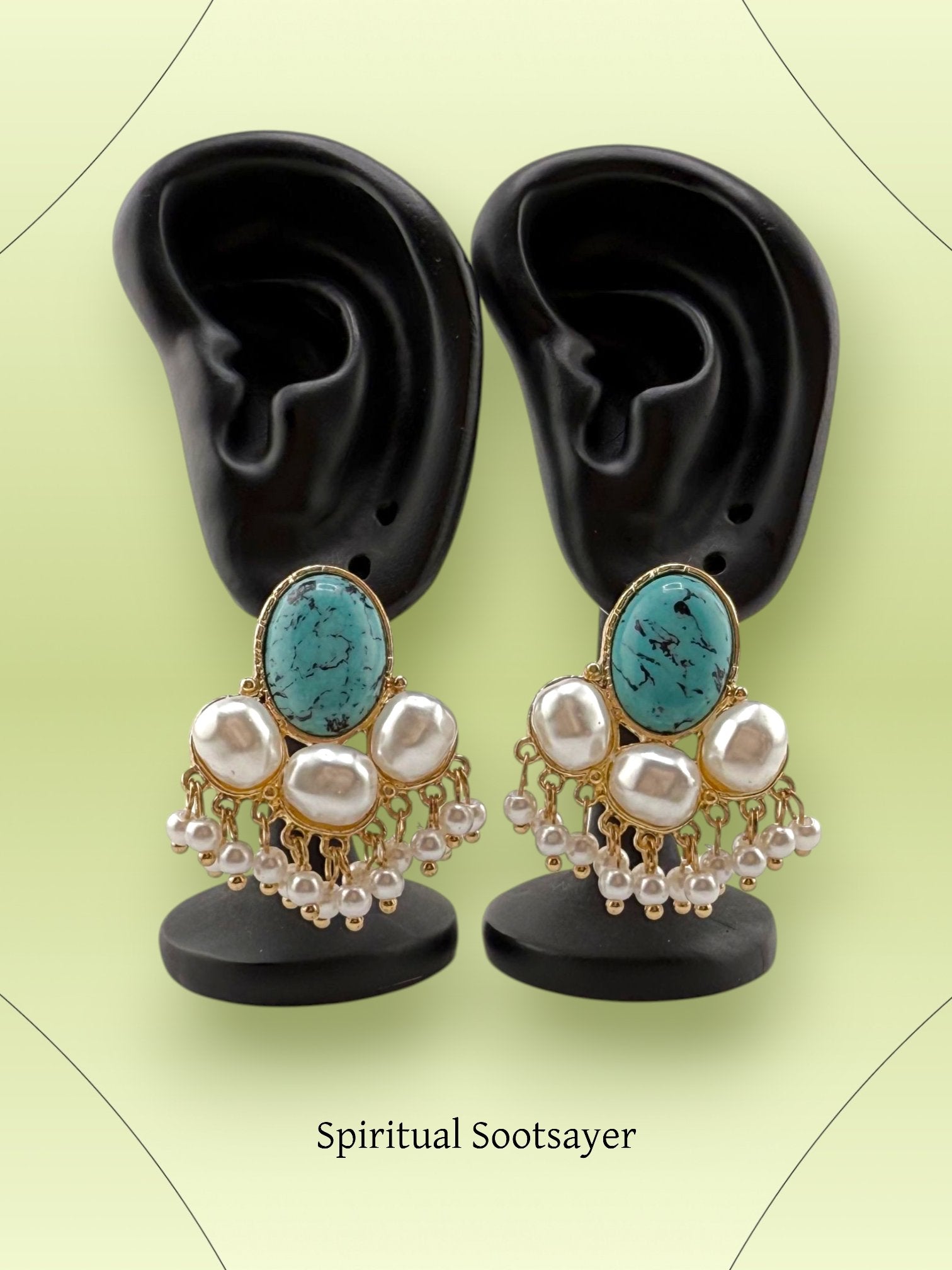 Regal Serene – Turquoise & Pearl Statement Earrings