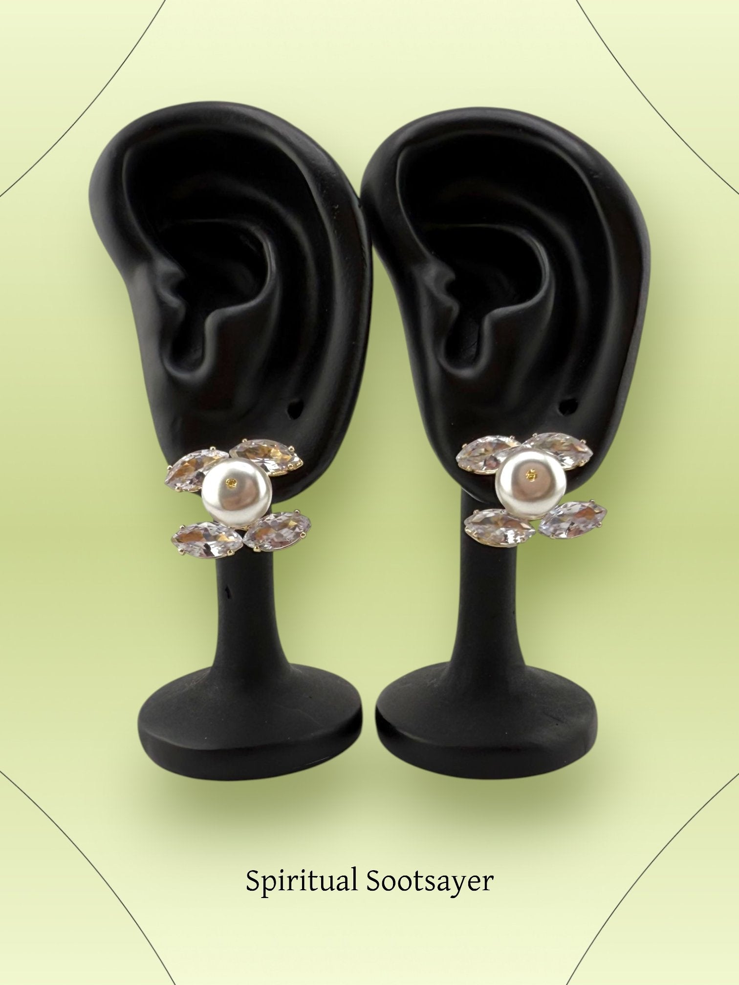 Crystal Pearl Studs Earrings - Crystal Bloom Studs