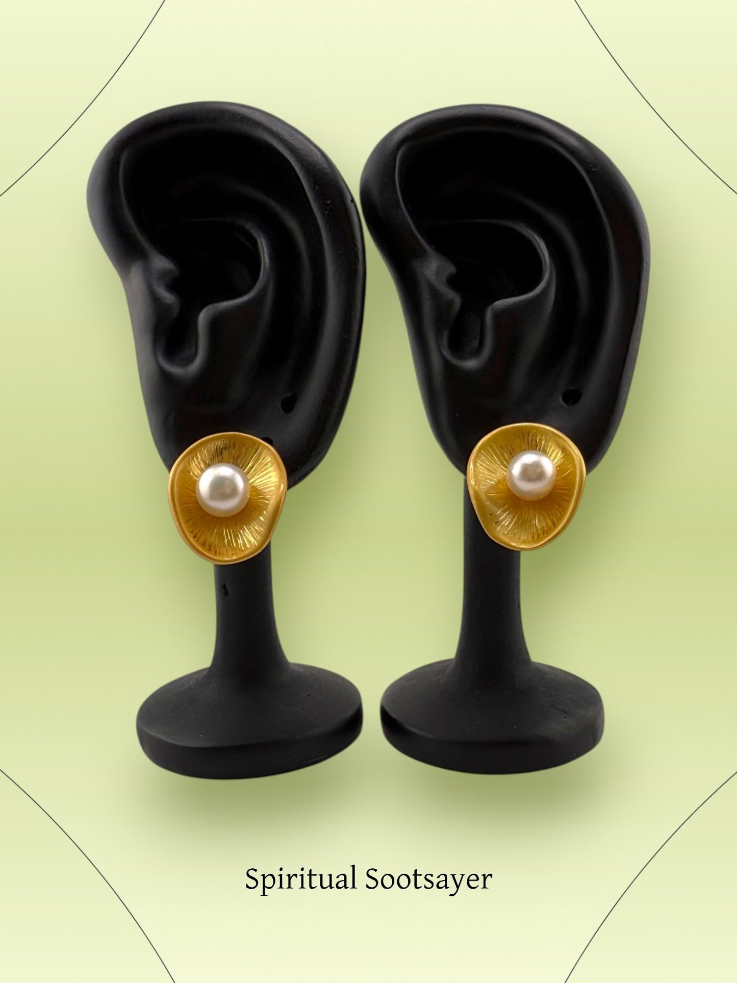 Pearl Radiance Studs Earrings - Golden Shell Studs