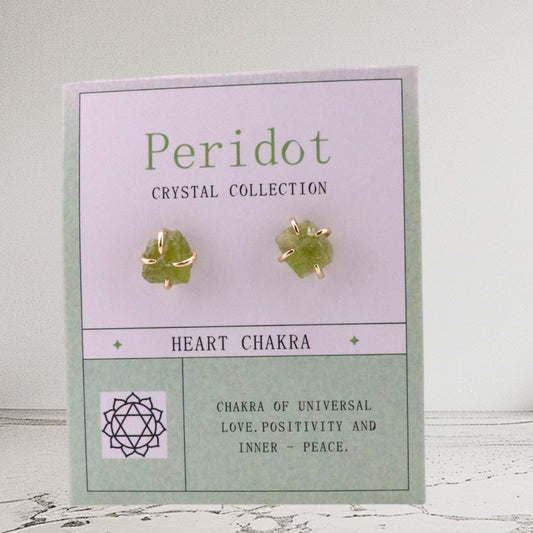 Peridot Bloom – Raw Crystal Studs