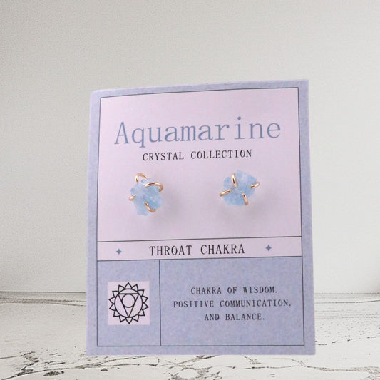Aquamarine Calm – Raw Crystal Studs