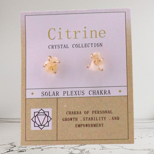 Citrine Spark – Raw Crystal Studs