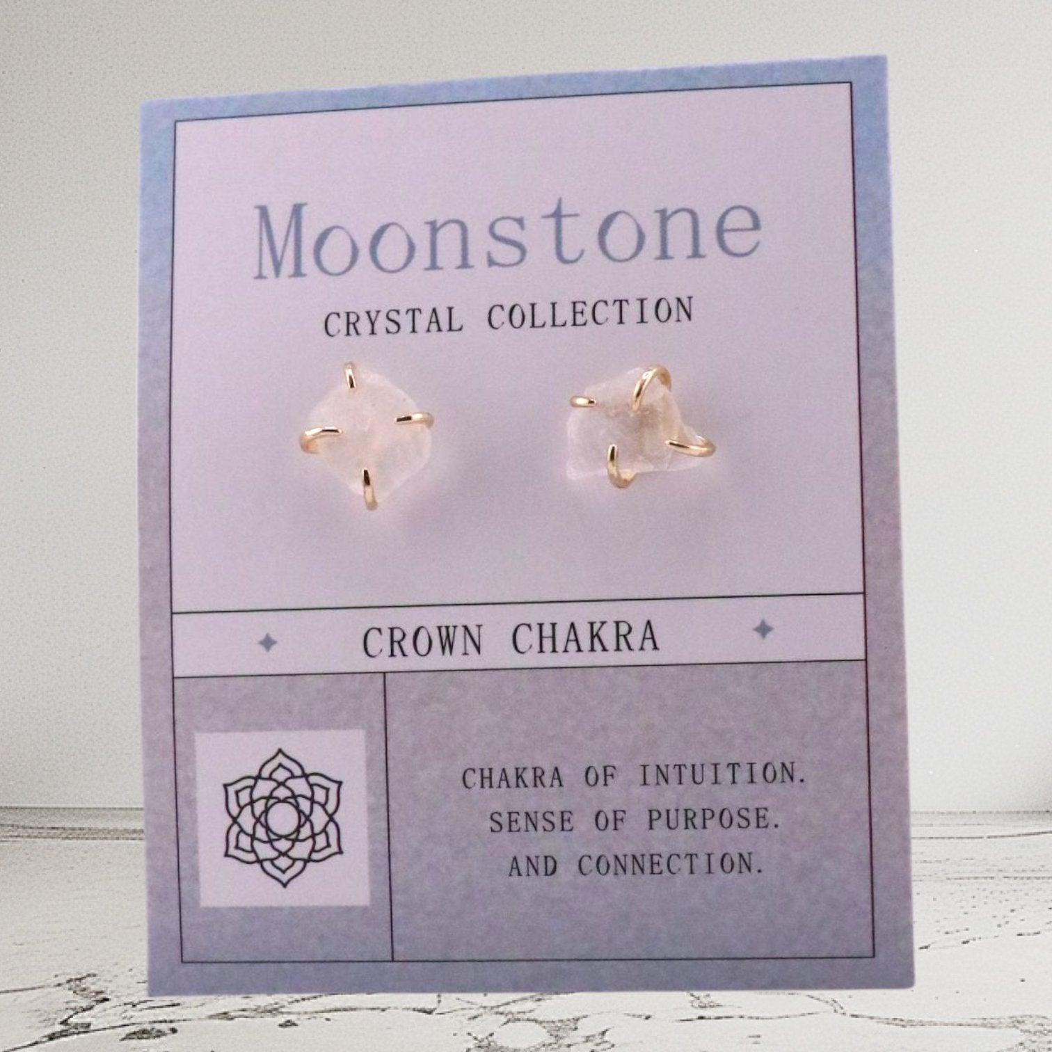 Moonstone Crown – Raw Crystal Studs