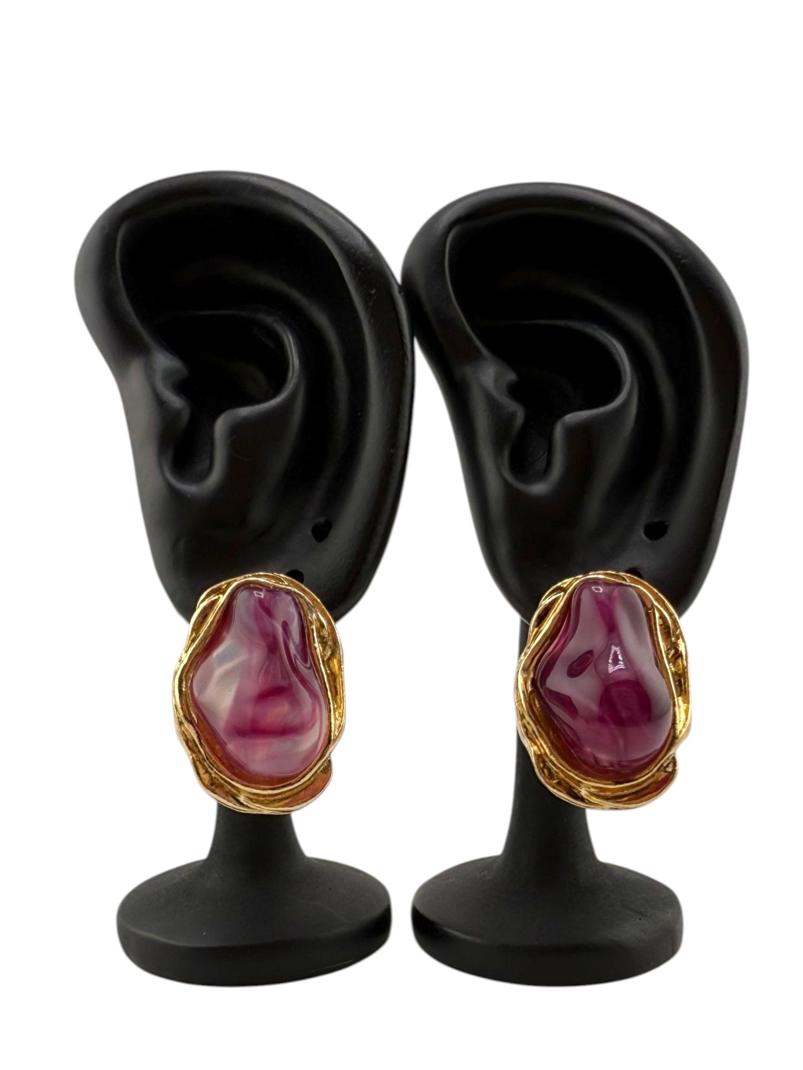 Pink Agate Stud Earrings - Royal Bloom