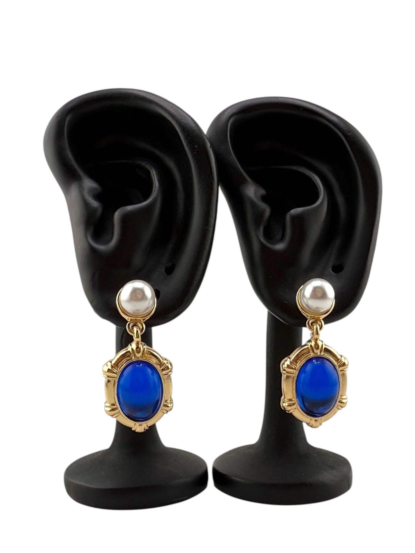 Royal Lapis & Pearl Drop Earrings - Royal Gaze