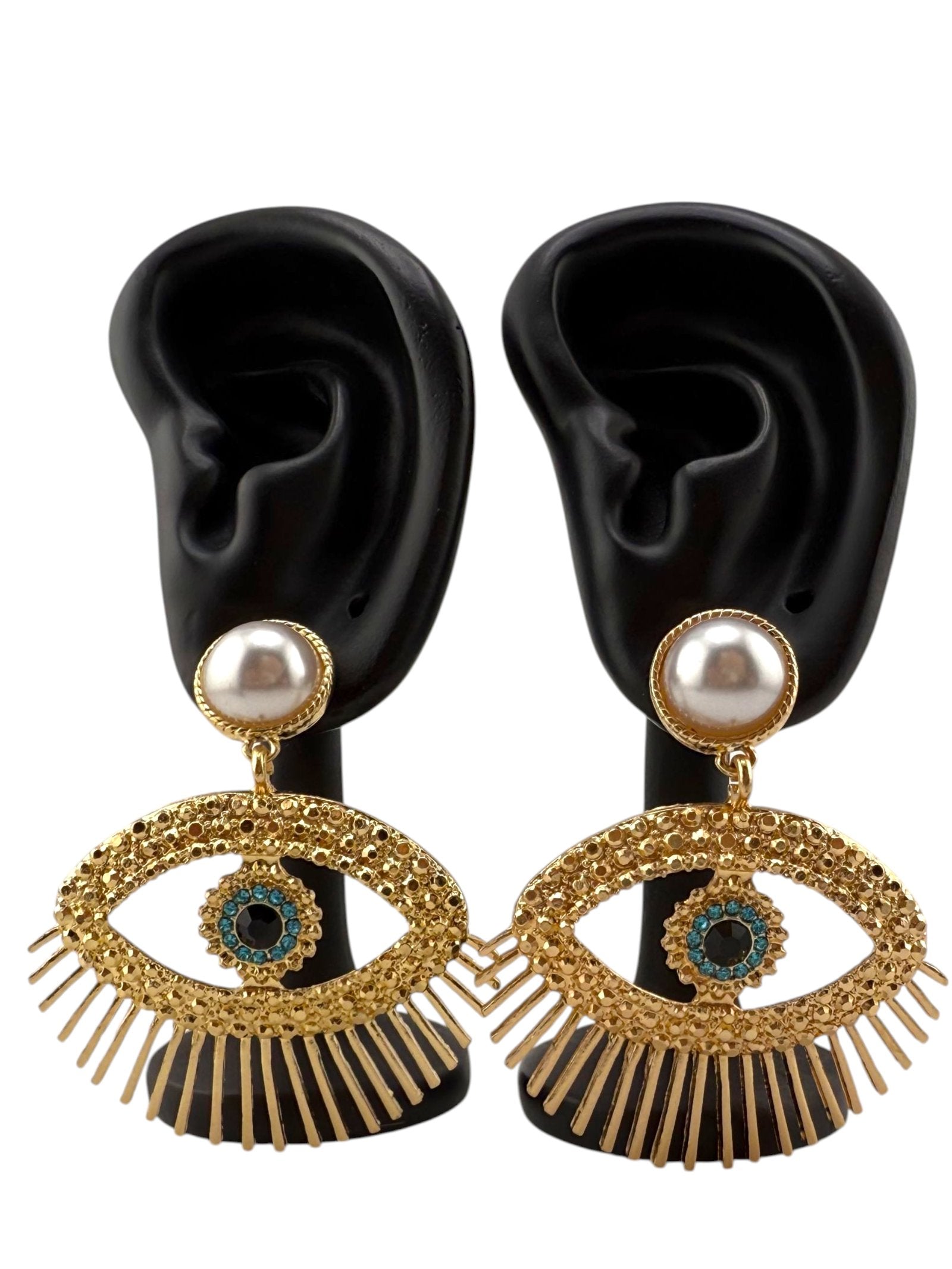 Golden Evil Eye Pearl Earrings - Eye of Divine