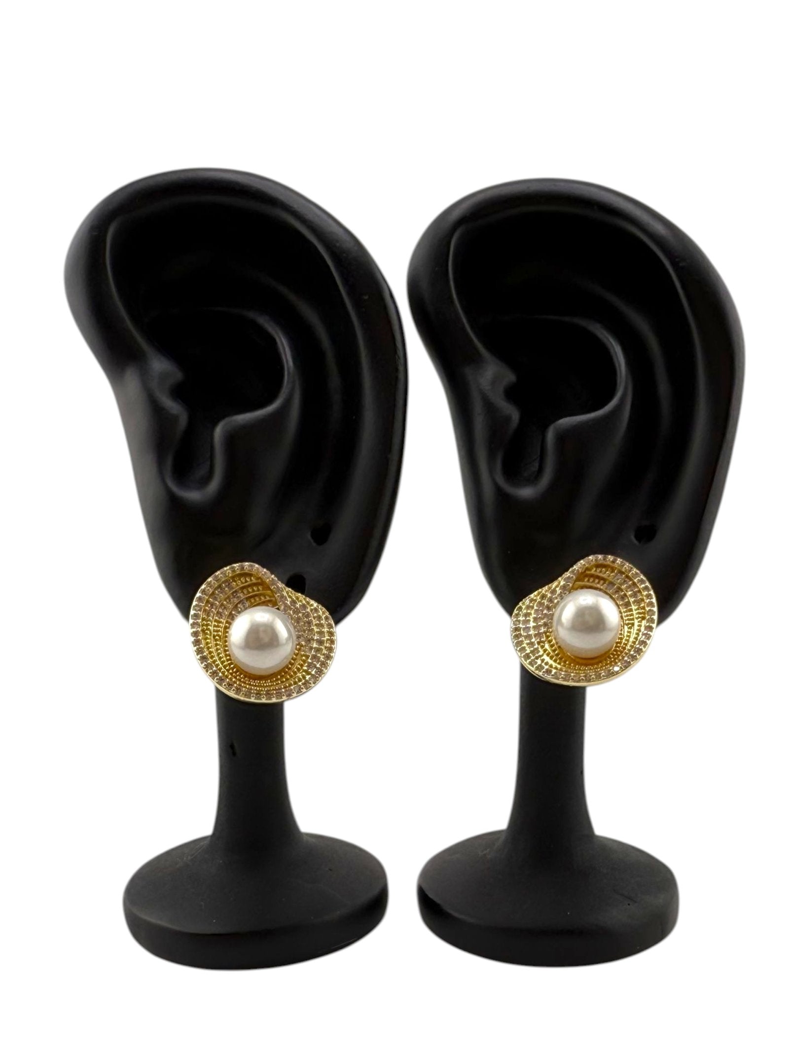 Pearl Twist Studs Earrings - Golden Halo Studs