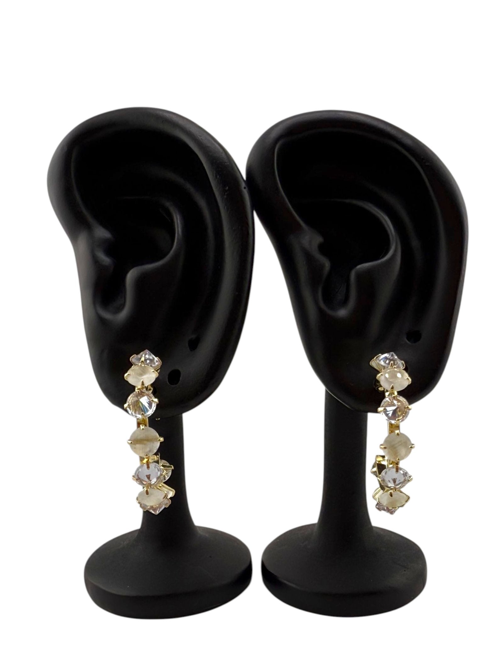 Moonstone & Crystal Quartz Earrings – Feminine Grace & Pure Clarity