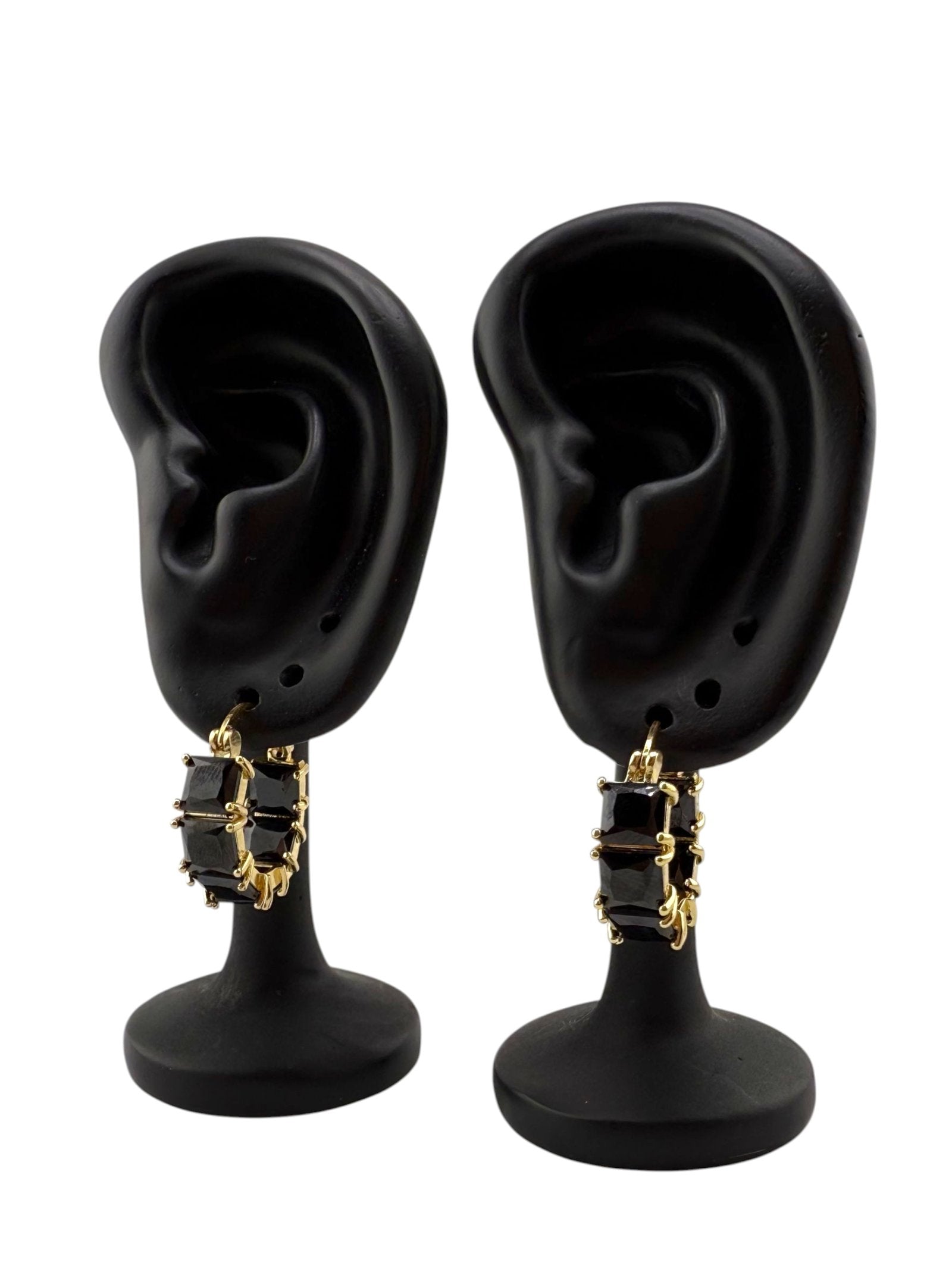 Obsidian Gold Hoop Earrings - Noir Guard