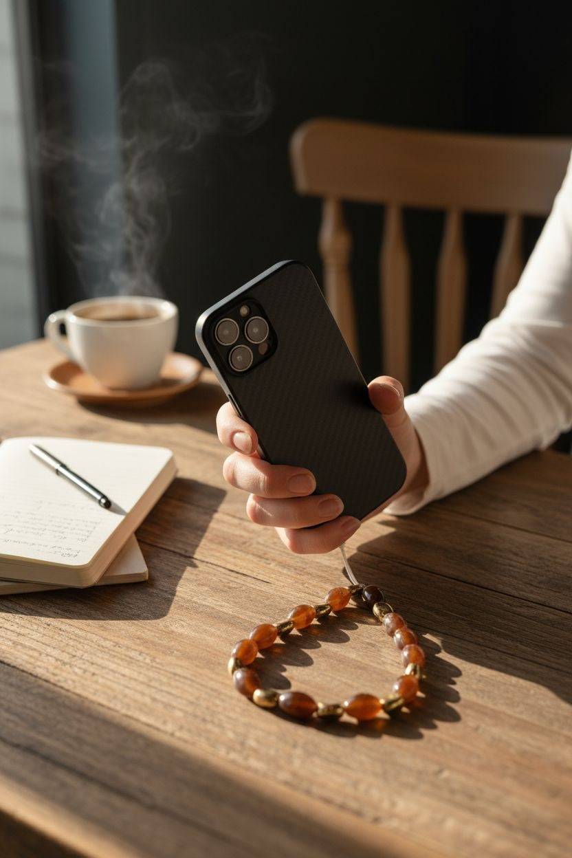 Luxury Red Agate beaded phone accessory