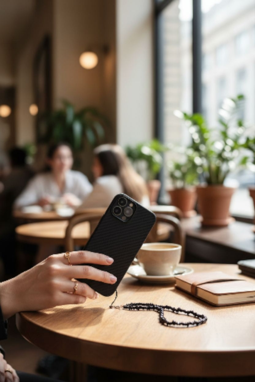 Black Obsidian crystal phone keychain