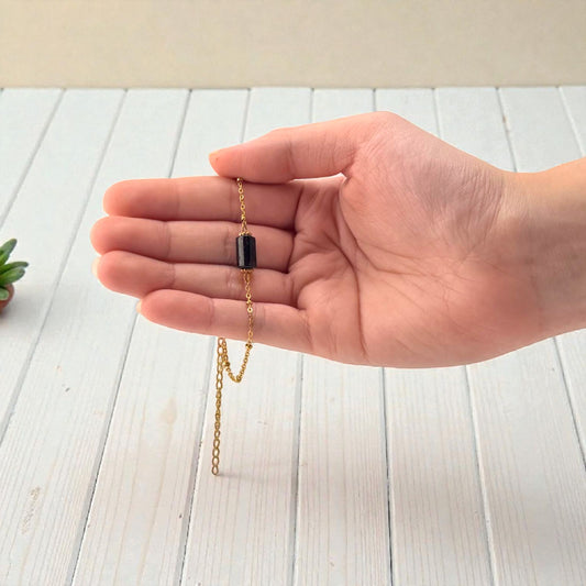 black obsidian cylinder bracelet