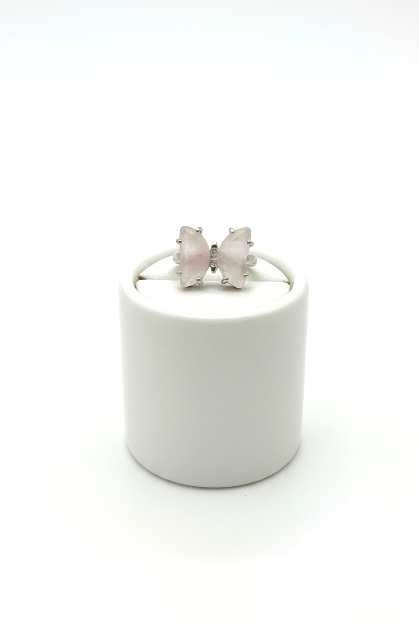 Rose Quartz Butterfly Ring – Love Energy, Emotional Healing and Gentle Balance