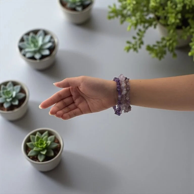 Amethyst & Clear Quartz Bracelet – Spiritual Clarity & Healing Energy