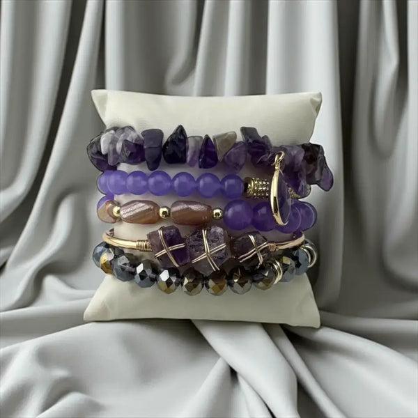 Rose Quartz, Red Jasper, Garnet & Amethyst Bracelet – Romantic Glow & Passionate Balance