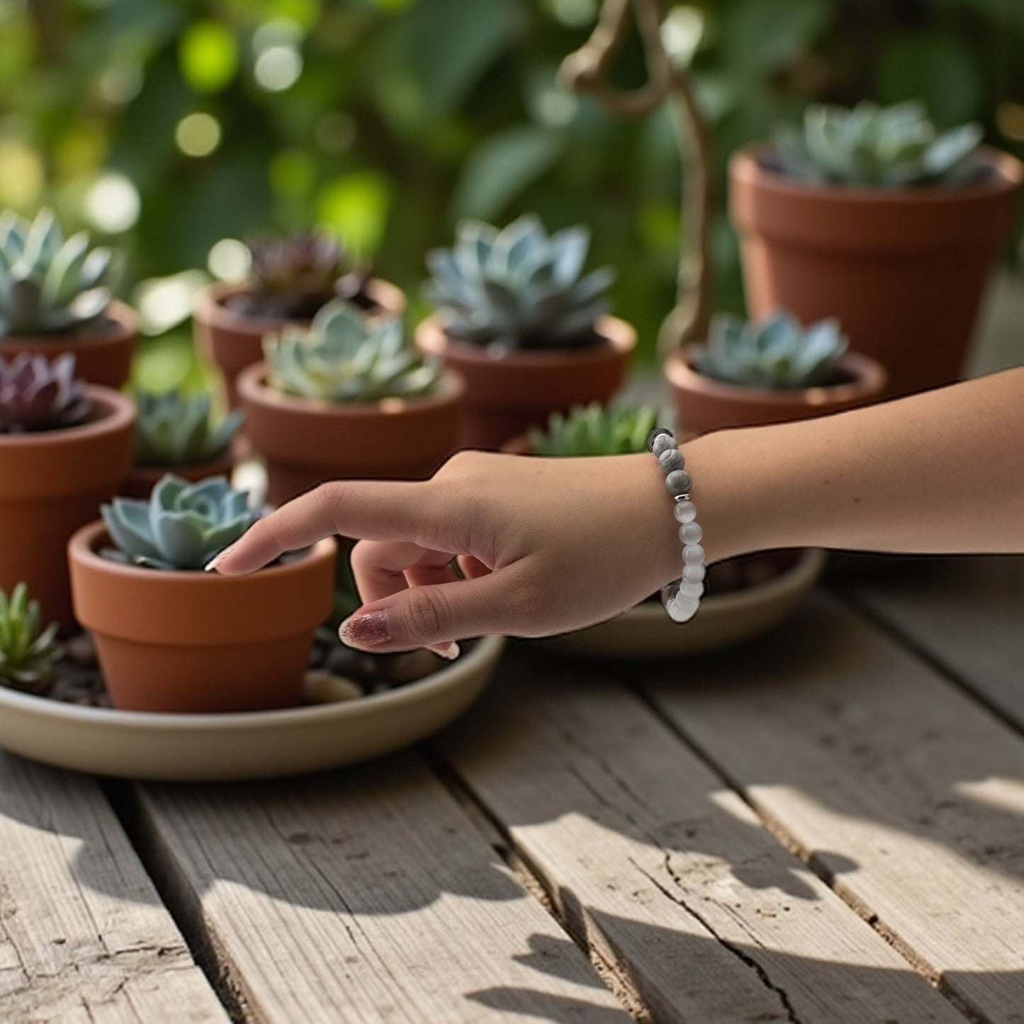 Black Onyx, Howlite & White Jade Bracelet – Protective Balance & Gentle Energy