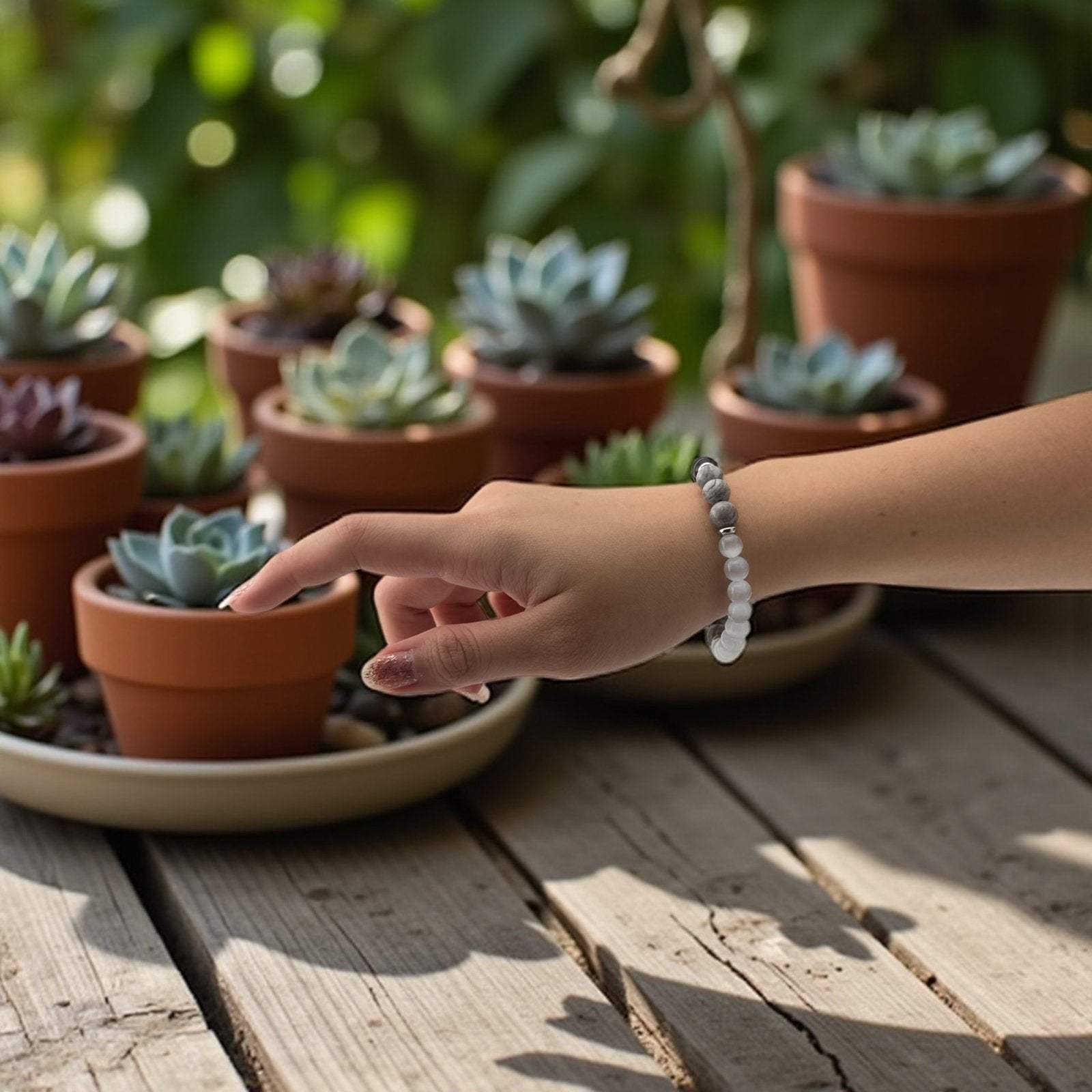 Black Onyx, Howlite & White Jade Bracelet – Protective Balance & Gentle Energy