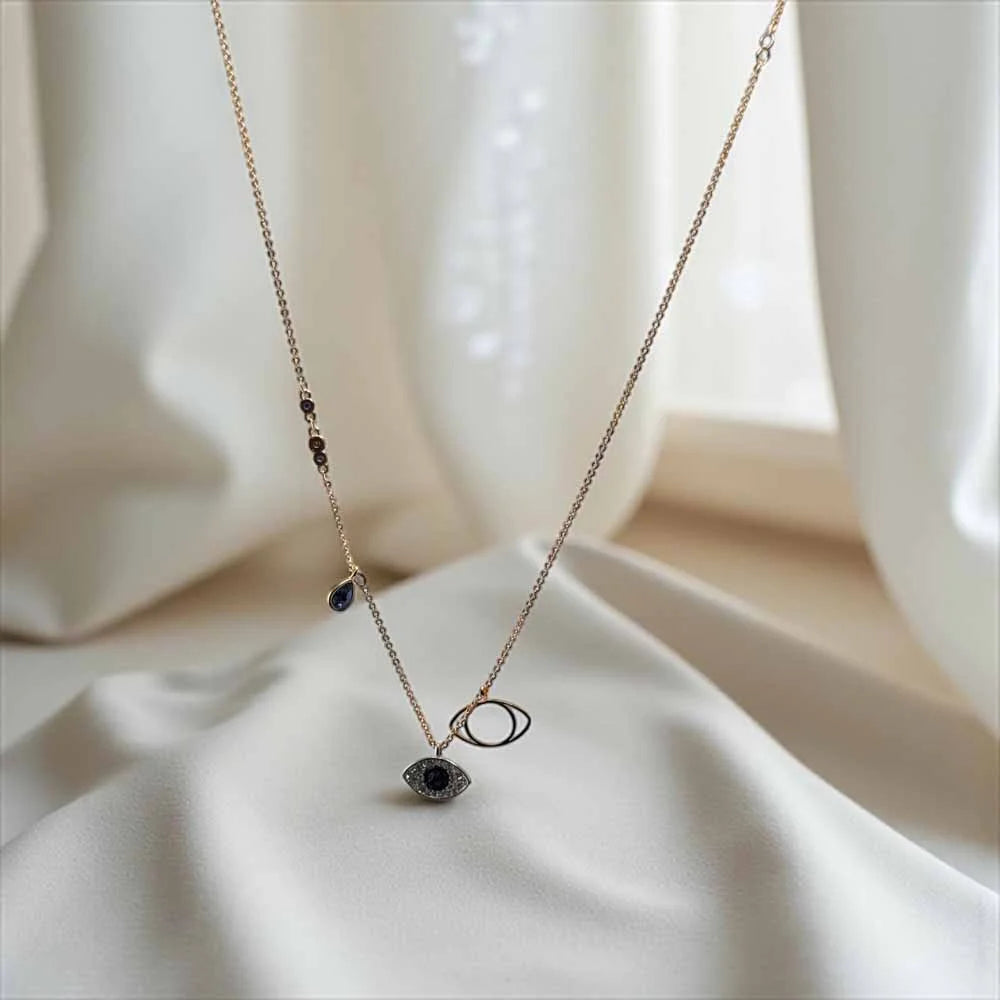 Black CZ with Clear CZ Border Necklace – Bold Shine & Elegant Radiance