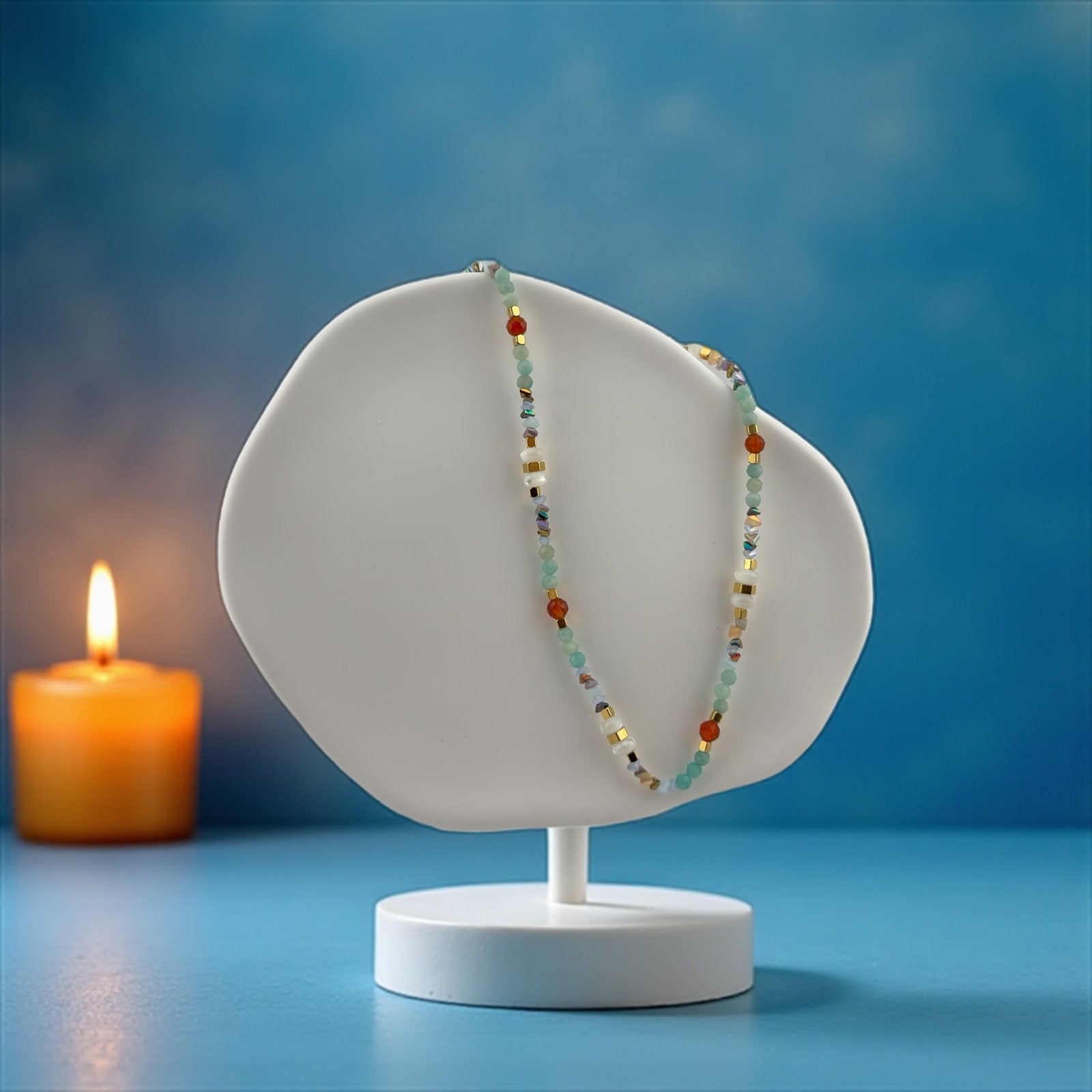 Amazonite, Red Jasper & Howlite Necklace – Grounded Beauty with Turquoise Touch