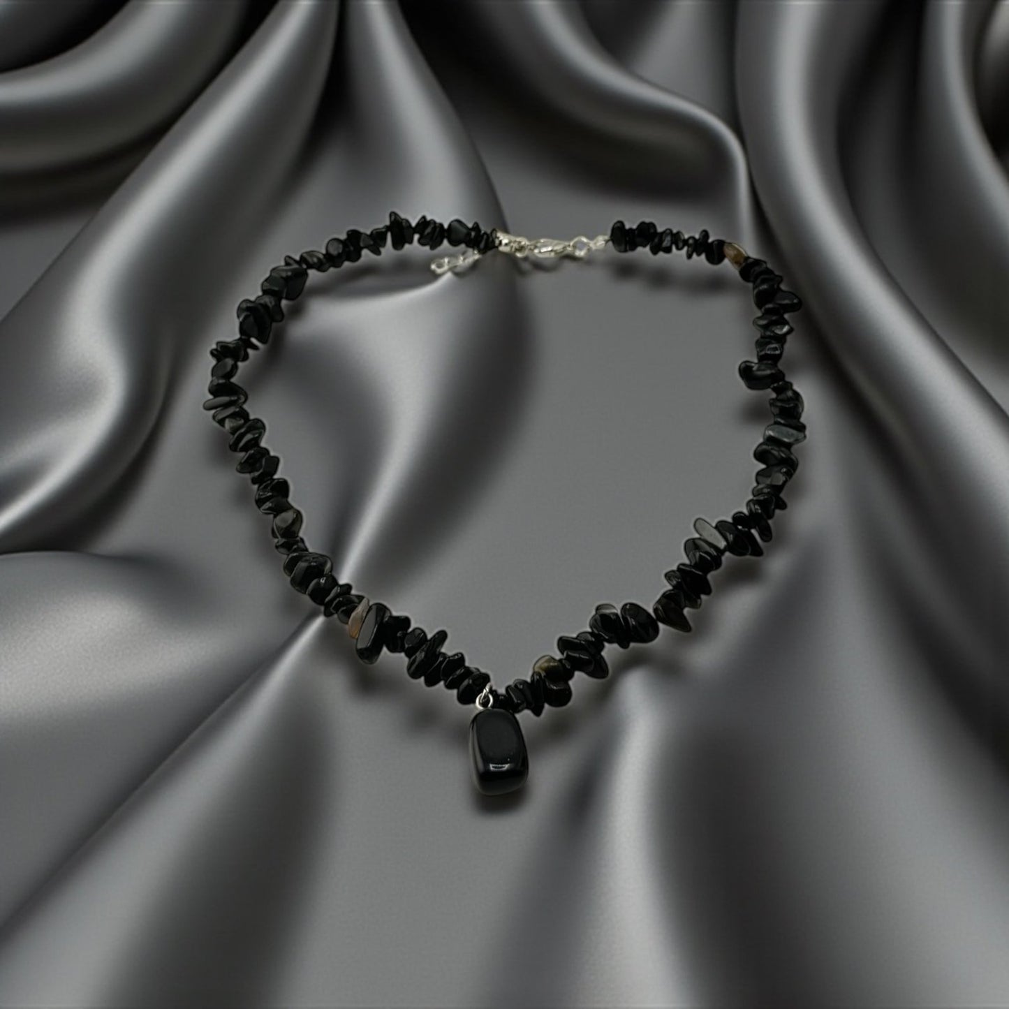 Raw Black Obsidian with Polished Pendant Necklace – Bold Energy & Refined Touch