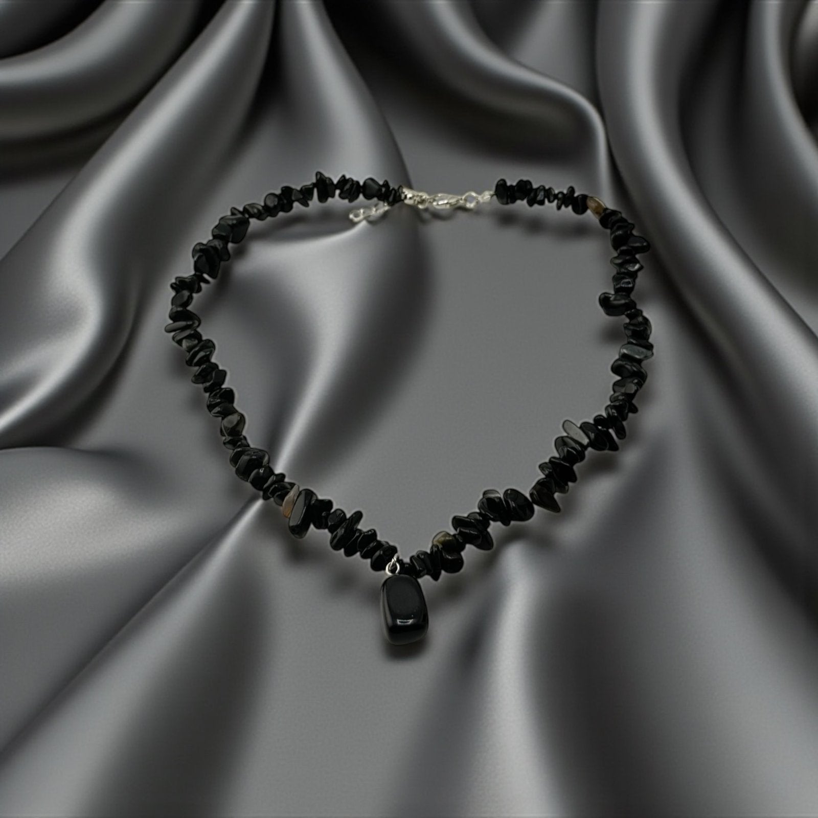 Raw Black Obsidian with Polished Pendant Necklace – Bold Energy & Refined Touch