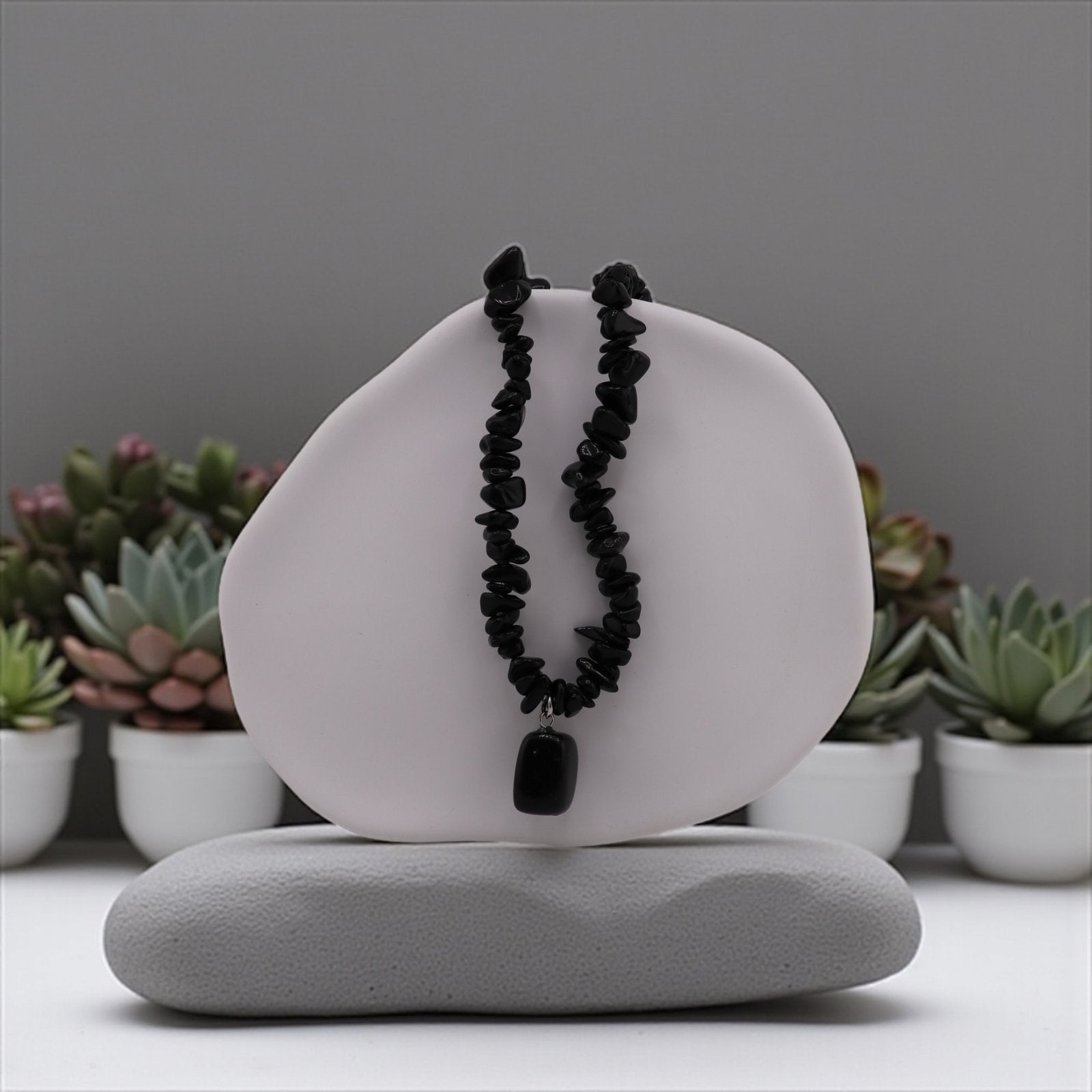 Raw Black Obsidian with Polished Pendant Necklace – Bold Energy & Refined Touch
