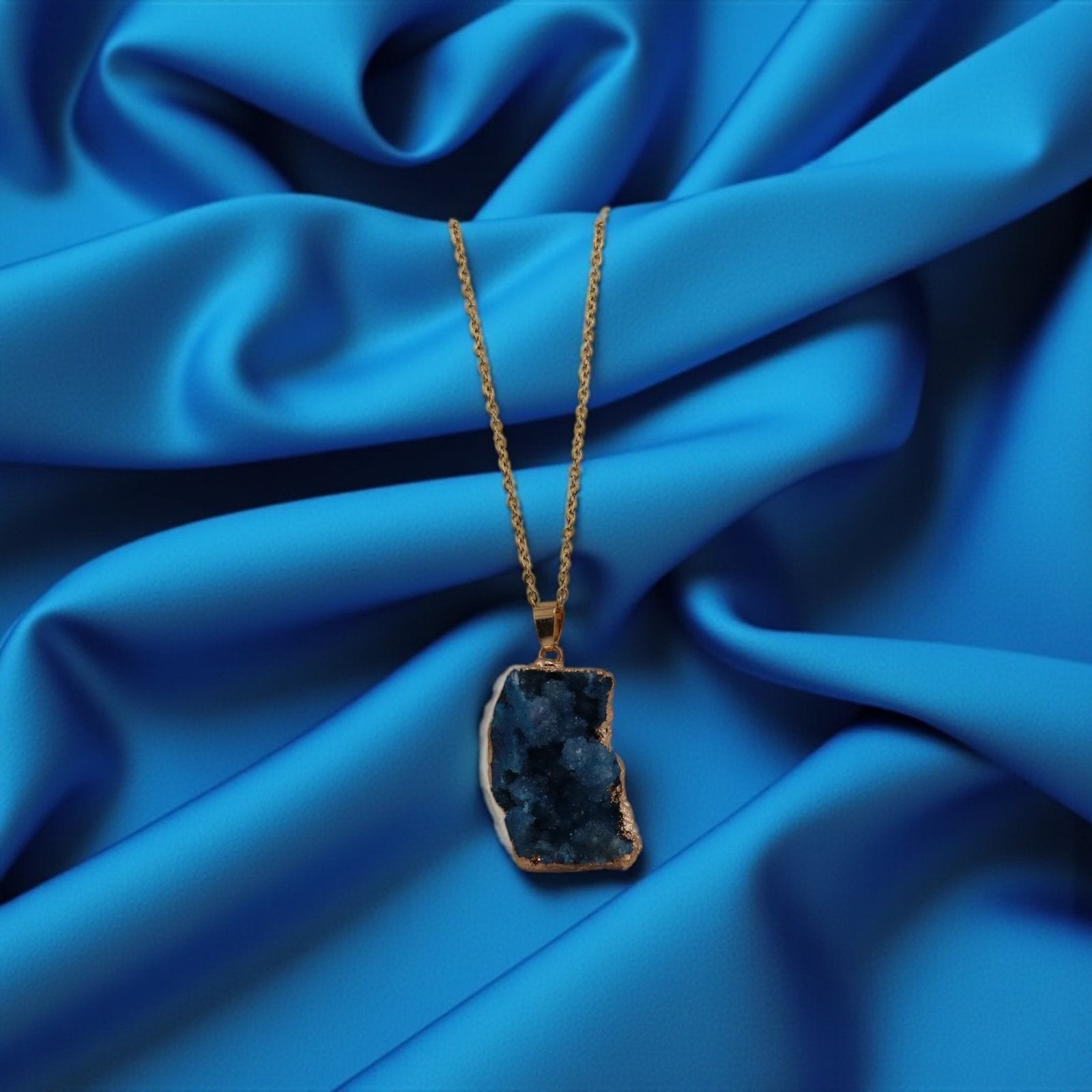 Blue Apatite Raw Finish Necklace – Truth, Clarity & Natural Elegance
