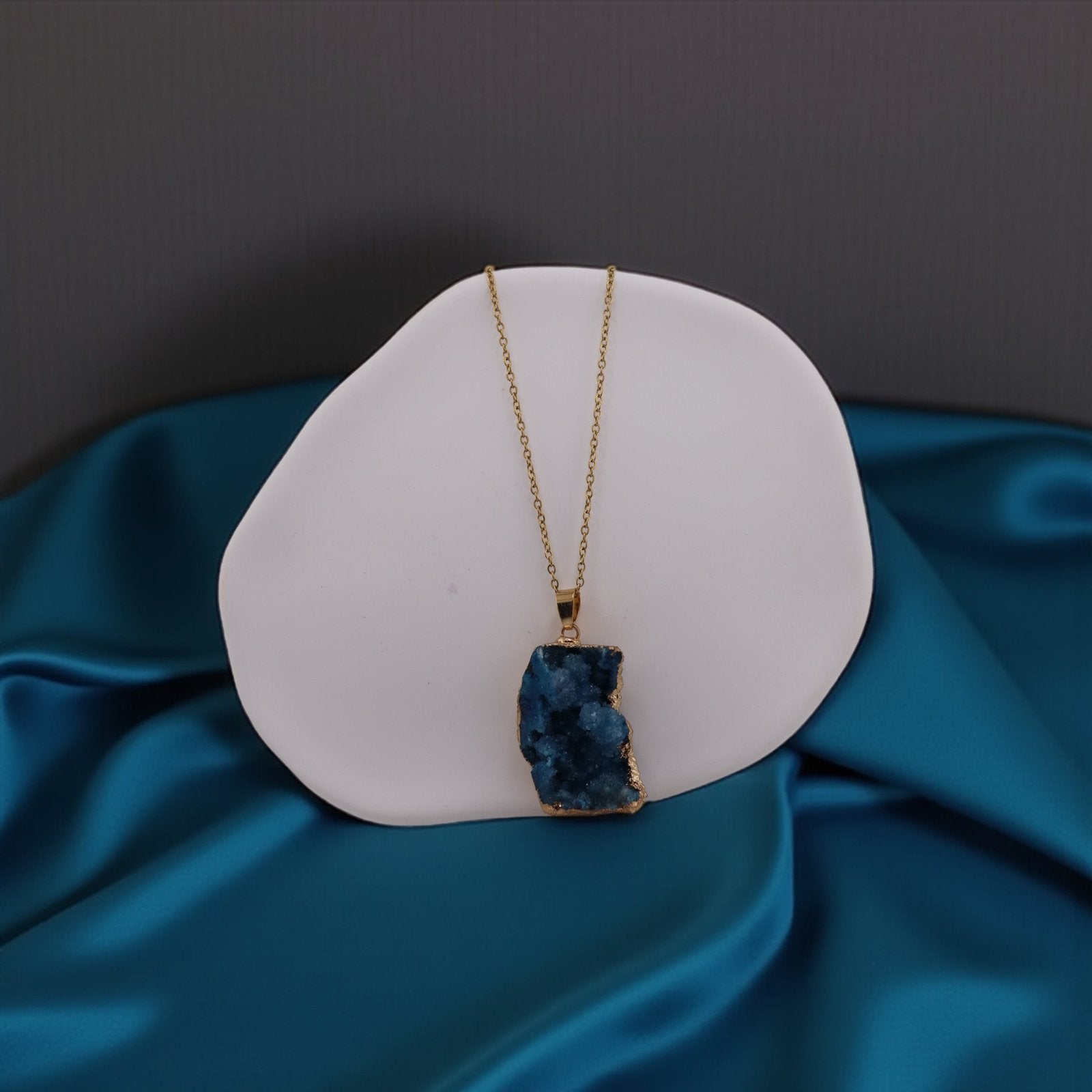 Blue Apatite Raw Finish Necklace – Truth, Clarity & Natural Elegance
