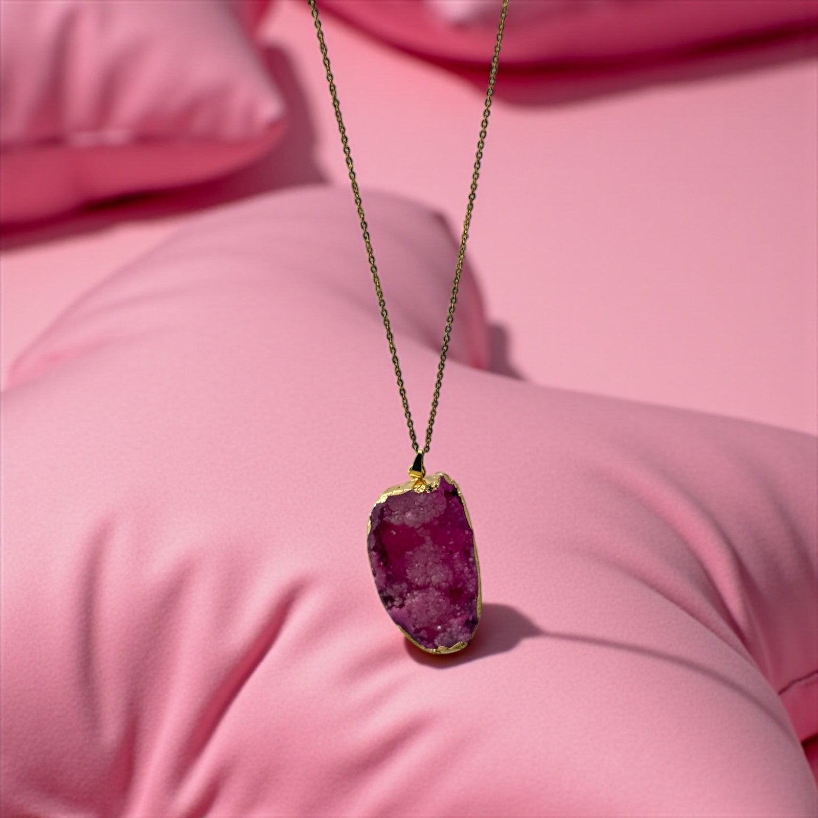 Raw Pink Druzy Quartz Necklace – Sparkling Love & Feminine Grace