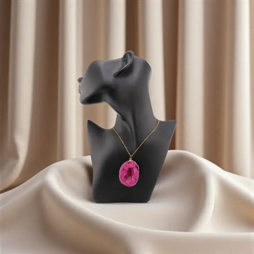 Raw Pink Druzy Quartz Necklace – Sparkling Love & Feminine Grace